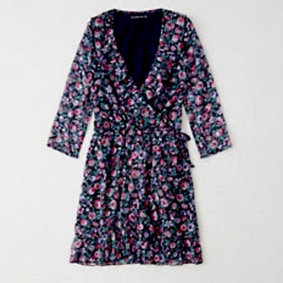 Abercrombie & Fitch Floral Faux Wrap Mini Dress - Picture 1 of 9